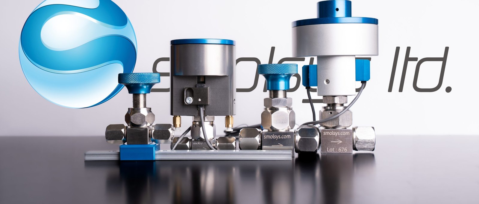 smolsys valve family: manual bellows valves and pneumatically actuated valves on a common rail