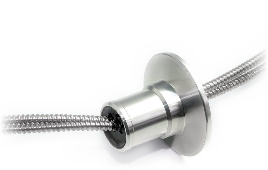 KF flanged transit guiding the armoured Raman fibre through a containment wall